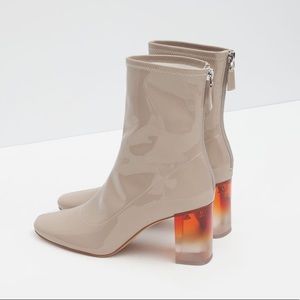 Zara Patent Leather Sock Boots